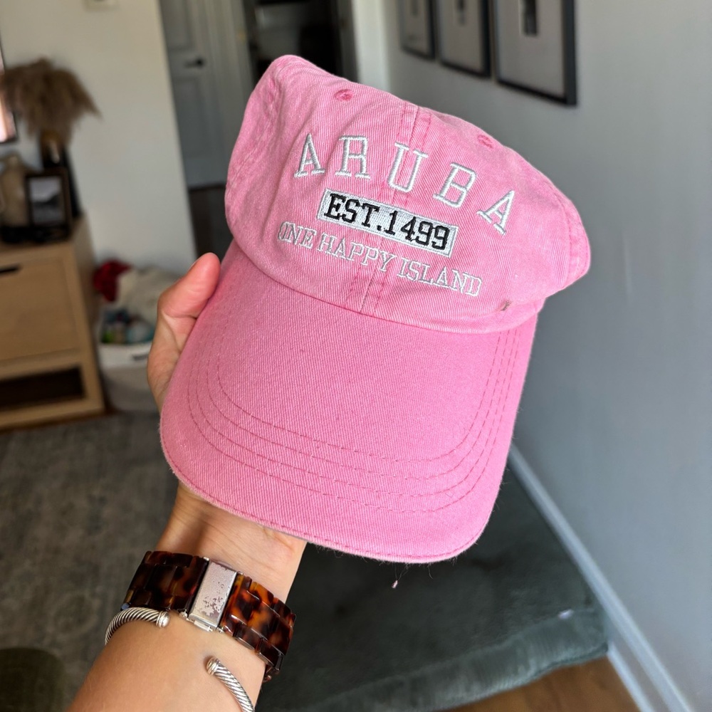 Aruba one happy island pink baseball cap